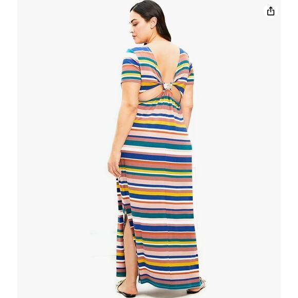 New! Eloquii Elements Women’s Plus‎ Size Twist Back Midi Dress rainbow, 14/16 - Picture 1 of 16